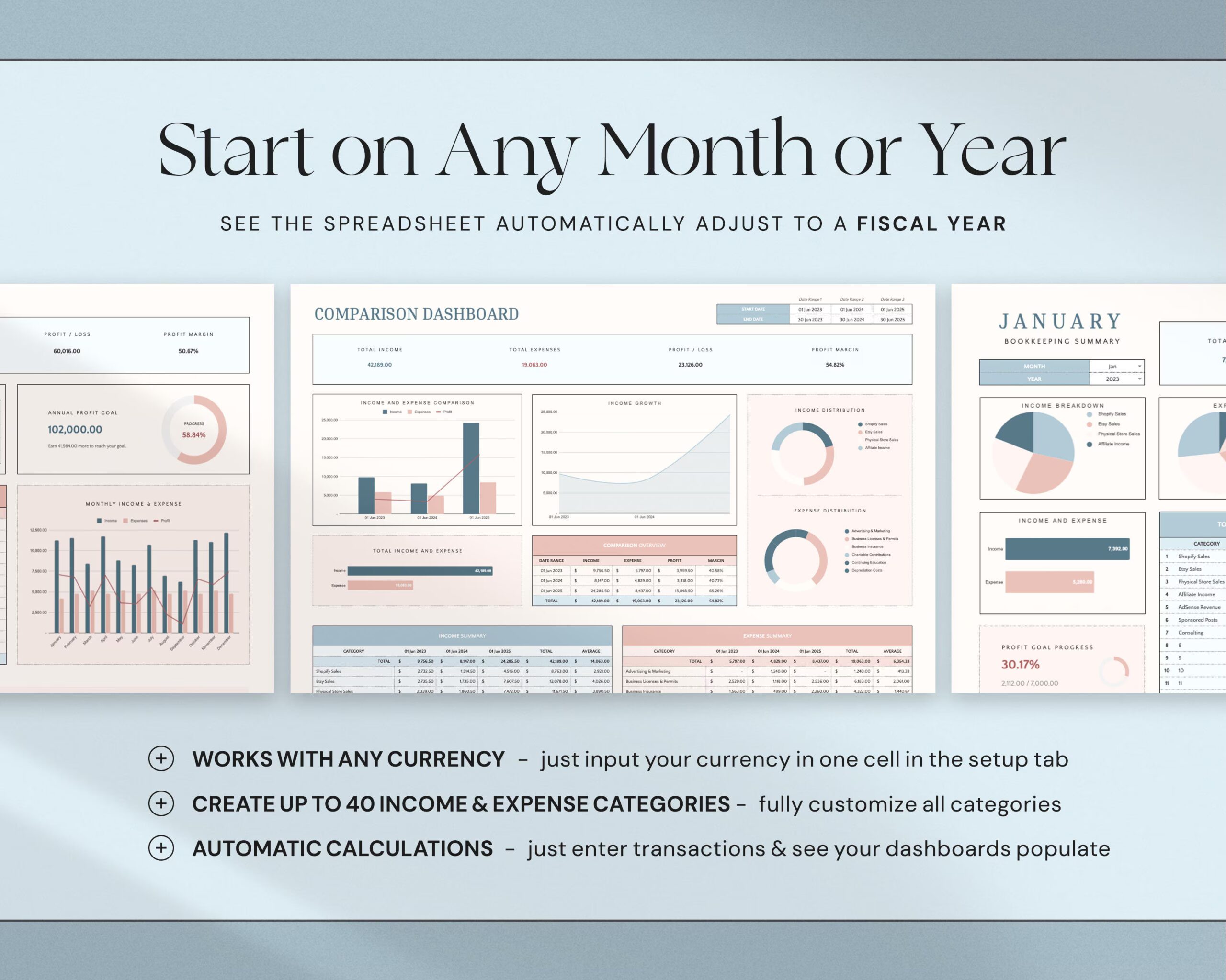 Small Business Bookkeeping Template with Expense Tracker, Sales Tracker, Accounting Template and Income Tracker